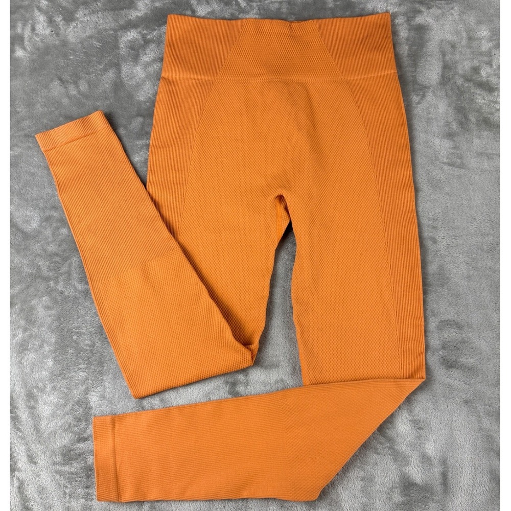 New Mix Leggings Womens S Orange Seamless Ribbed EUC
